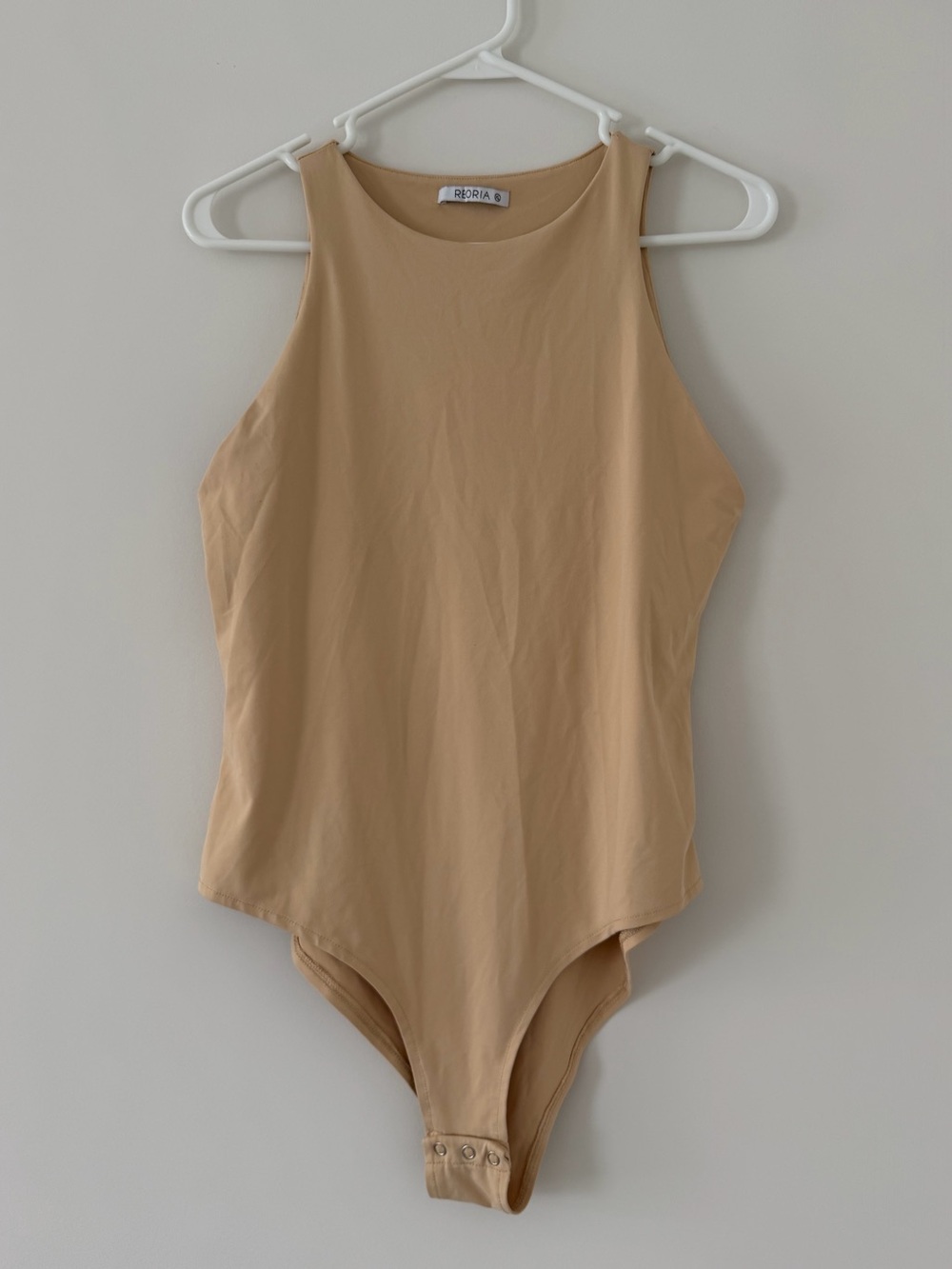 Reoria Tan High Neck Sleeveless Bodysuit Women’s XL